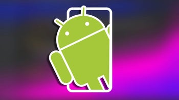 Android green robot logo on a colorful background.