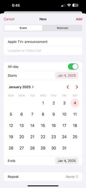 Set a reminder in your Apple Calendar app for January 4th. | Image credit-PhoneArena - Apple has a mystery announcement to make next weekend