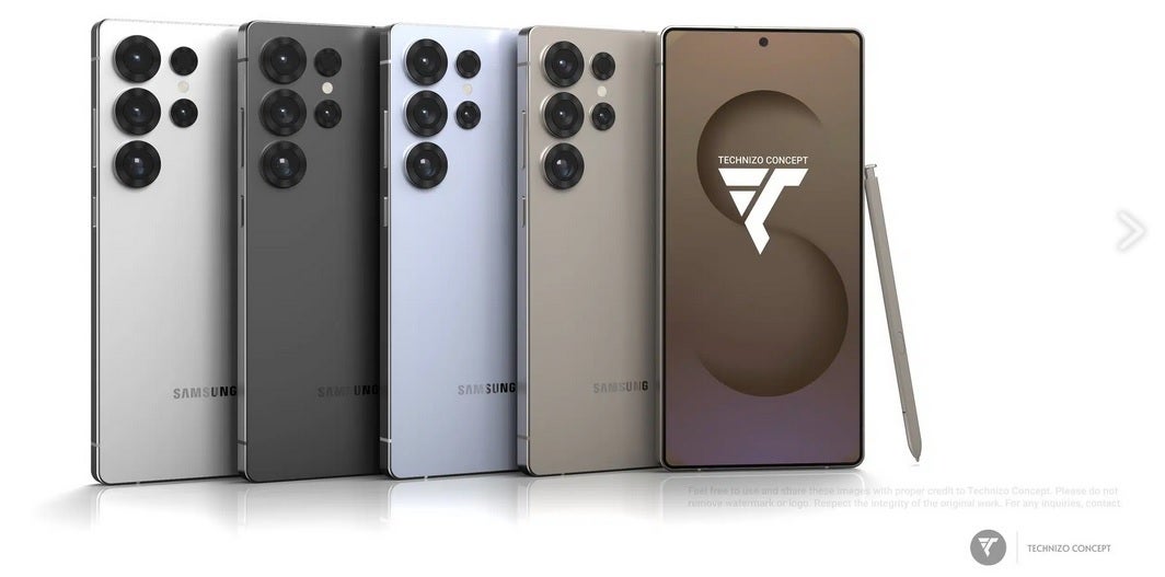 Revised renders of the Galaxy S25 Ultra with a more accurate representation of the colors.