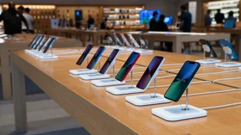 iPhones in an Apple Store.